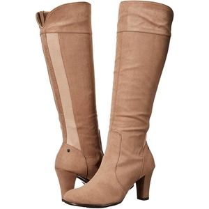 A2 by Aerosoles Log Role Boot Knee High Wide Calf Boot Taupe 10